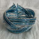 Twisted Silver Metal Glass Beads Memory Wire  Bead Band Cuff Bracelet (4) Photo 2