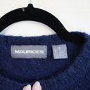 Maurice's Vintage  Navy Blue Long Sleeve Floral Embroidered Mohair Sweater M Photo 2