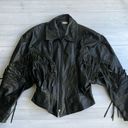Vintage 80s Oversized Black Leather Fringe Jacket M Size M Photo 1
