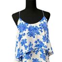 Paper Crane Title:  Blue Floral Layered Tank Top Size Medium Photo 0