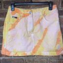 DKNY  Custom Tie Dye Orange Yellow Mini Denim Jean Skirt Women's Size 8 Photo 0