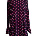 Est. 1946  Dress Dark Blue Pink Polka Dots Long Bell Sleeves Swing Large NEW Photo 0