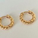 18K Gold Plated Twist Small Hoop Earrings for Women Photo 2