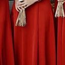 David's Bridal Red Satin Bridesmaids Dress Photo 0