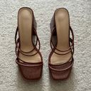 SheIn Strappy Brown Leather Crocodile Chunk Heel Photo 2