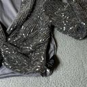 fab'rik  Top Women Medium Silver Bree Front Twist Sequin V-Neck Festive Party NEW Photo 3