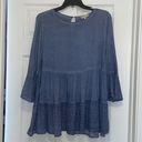 Crescent  Dusty Blue 3/4 Sleeve Ruffle Top, NWT Photo 0