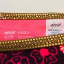 Aerie NWT XS  Pink and Gold Floral Bikini Panties with Hip Ties Photo 2