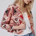 New York & Co. NWT NY& Co. Anstract Print Cropped Open Blazer Jacket Size Small Photo 0