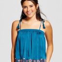 Xhilaration Silk Turquise/Aqua ish Flowy Tie Strap Top Photo 4