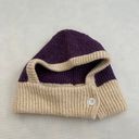 NWOT Purple Beige Button Balaclava Winter Knit Hoodie Hood Hat Photo 5