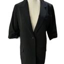 Elizabeth and James  Black One Button Notch Collar 3/4 Sleeve Blazer Jacket Photo 0