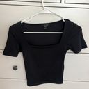 Amisu Black Square Neck Shirt Photo 0