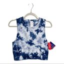 Champion  Tank Top Tie-Dye Seamless Cropped Ribbed Blue White Size Large NWT Photo 1