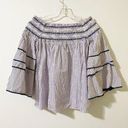 Parker  Blouse Womens Size S Smocked Boat Neck Striped Ruffle Boho Preppy Photo 0