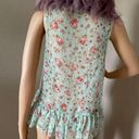 Iris Blue Sleeveless BOHO Floral Croptop Medium Photo 3