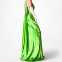 Neon Green Beaded Satin Maxi Bodycon Formal Prom Dress Size S Photo 3