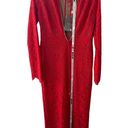 House Of CB  Lisandra Lace Maxi Dress Red Trim Cutout Long Sleeve Large NWT Photo 0