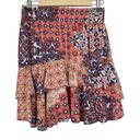 CAbi  5053 Isabel Patchwork Ruffle Skirt Boho Floral Layered Pull On Pink Size S Photo 0