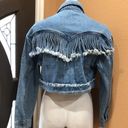 Wild Honey  blue denim fringe jacket Photo 5