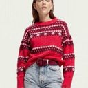 Scotch & Soda  Fair Isle Nordic Knitted Cable Pullover M Red Sweater Wool Alpaca Photo 0