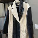 RONNY KOBO Baylor Faux Leather Trench Coat Black Ivory Womens Size Large Photo 5