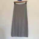 Free People Medium Rib Knit Midi Bodycon Pencil Skirt Grey Slit Cut Front Photo 2