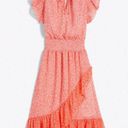 Draper James Small Ruffle Faux Wrap Floral Tenille MIDI Dress Orange Women Photo 1