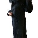 Saks fifth avenue wool fur trim long pea coat Black Size 10 Photo 4