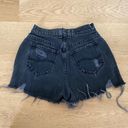 Furst of a Kind  - Distressed High Waist Shorts in Black Denim Photo 4