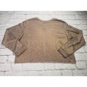 Agnes & Dora  Womens XL Brown Tan Gold Metallic Raw Hem Long Sleeve Cropped Shirt Photo 1