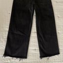 Carly Jean Los Angeles  High Rise Wide Leg Raw Hem Cropped Button Fly Jeans Black Photo 6