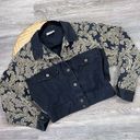 Vintage Y2K fredericks of Hollywood embroidered cropped denim jacket women’s L Black Size L Photo 0