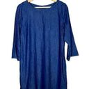 Talbots  Faux Denim Chambray Style Mini Dress Quarter Length Ruffle Sleeve 12p Photo 0