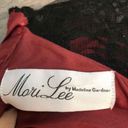 Lee Mari  Black Red Evening Gown Lace Overlay Sleeveless V-Neck Photo 9