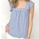 LC Lauren Conrad Lauren Conrad Stripe Ruffle Sleeveless Tank Top 4X Women's Plus Shirt Nautical Photo 2