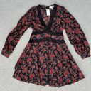 Topshop  Floral Long Sleeve Chiffon Minidress RED BLACK Size 4 Photo 0