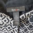 Style & Co . Women's Sheer Black & White Button Down Top L Photo 5