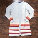 Apt. 9  • striped coatigan sweater grey orange cardigan duster longline open Photo 2