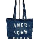 American Eagle  Outfitters Denim Tote Bag Classic Beach Travel School Bookbag Photo 0