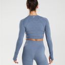 Gymshark  Vital Seamless 2.0 Cropped Top Longsleeve in Evening Blue Marl Size S Photo 1