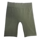 Bozzolo  Olive Green Seamless Ribbed Biker Shorts Photo 3