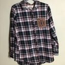 MarleyLilly  Monogrammed Plaid Layering Tunic button up shirt Sz Sm EUC Photo 5