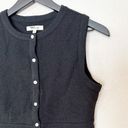 Madewell  Womens Top Split-Crewneck Cardigan Tank Button Front Black Size S Photo 3