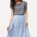 The Loft "" GRAY & LIGHT BLUE SATIN SKIRT SURPLICE BACK BLOUSON DRESS SZE: XS NWT $80 Photo 0