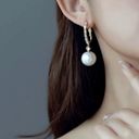 Elegant White Pearl Drop Dangle Earrings for Women Gold Photo 3