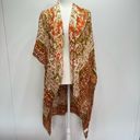 Avenue Zoe Rust Orange & Beige Boho Open Front Draped Kimono Wrap One Size Photo 1