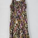 Mlle Gabrielle  Womens Dress 2XL Green Purple Crinkled Smocked Tiered Maxi Summer Photo 0