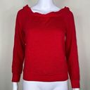 Treasure & Bond  Wide Neck On/Off Shoulder Red Sweatshirt Photo 0