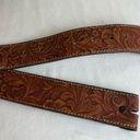 Retro Faux Leather Belt Brown Floral Tooled No Buckle Western Country Boho XL Size 40 Photo 4